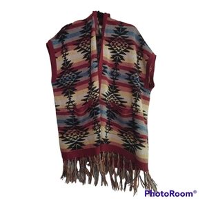 American Eagle Aztec Tribal Poncho Hoodie Sweater- Women's M